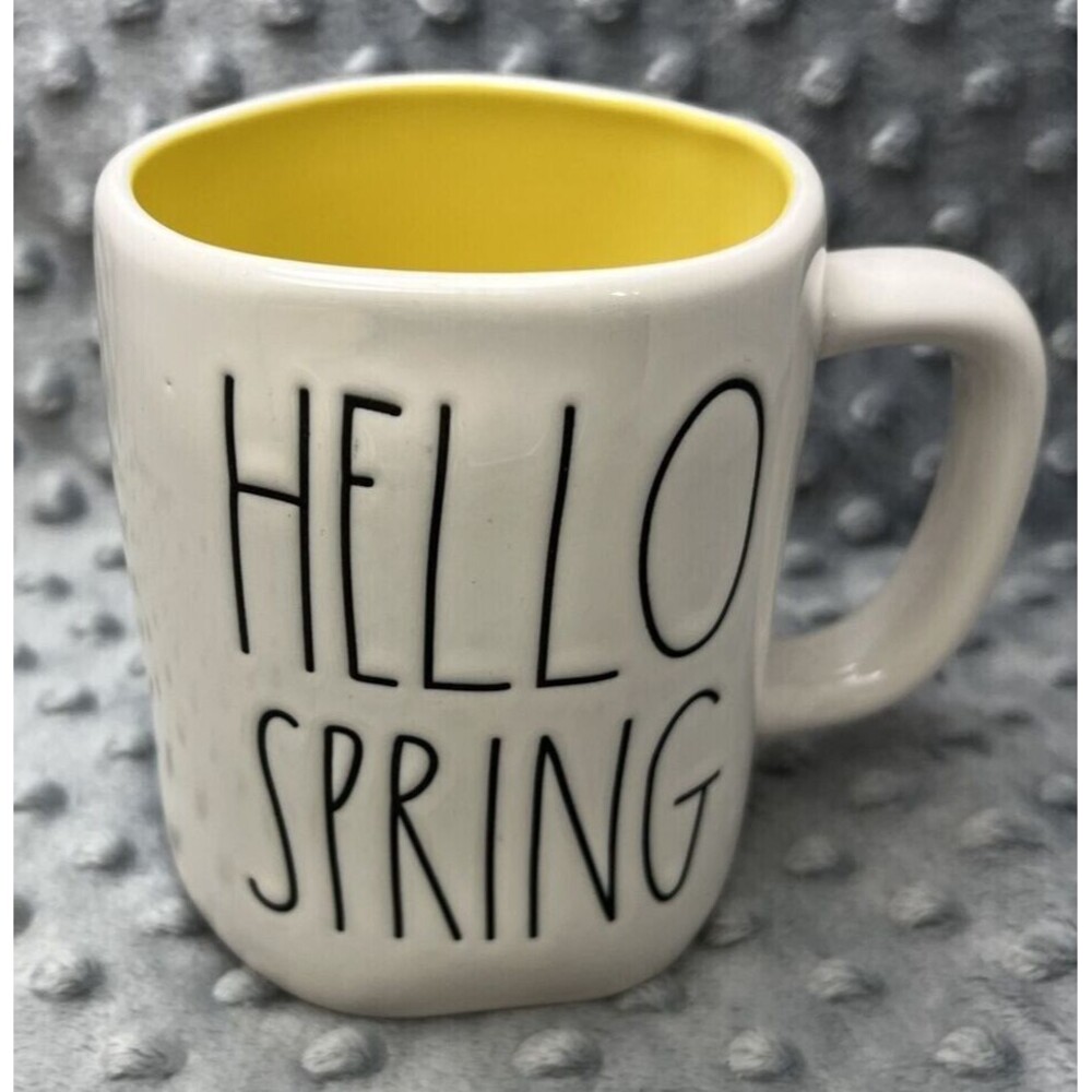 NEW Rae Dunn HELLO SPRING Mug Coffee cup  Ceramic 16 oz Heavy Duty